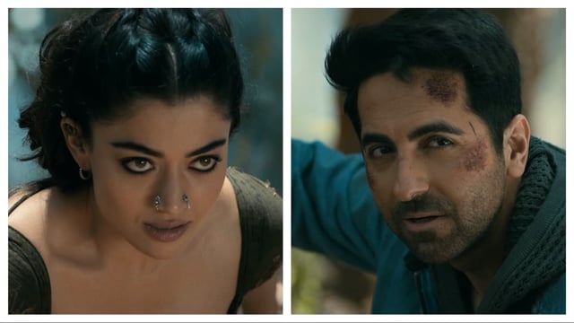 Rashmika Mandanna, Ayushmann Khurrana in stills from Thama teaser.