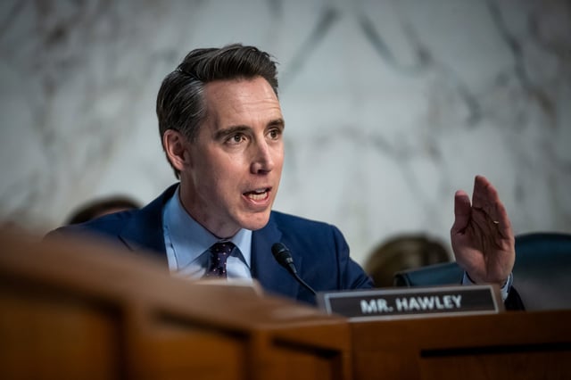 Sen. Josh Hawley, R-Mo., participates in a Senate Judiciary Committee confirmation hearing  in on Jan. 30, 2025.