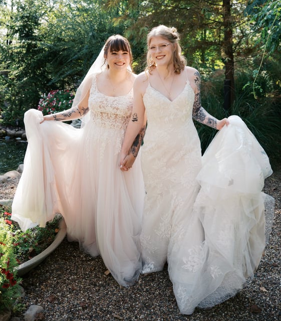 Brooke, left, and Emillie Friedman on their wedding day on Oct. 12, 2024 in Missouri.