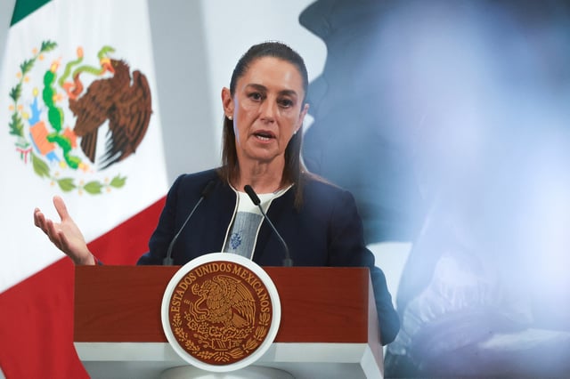 Mexico's President Claudia Sheinbaum speaks during a press conference in Mexico City, Mexico, July 14, 2025. REUTERS/Raquel Cunha/File Photo