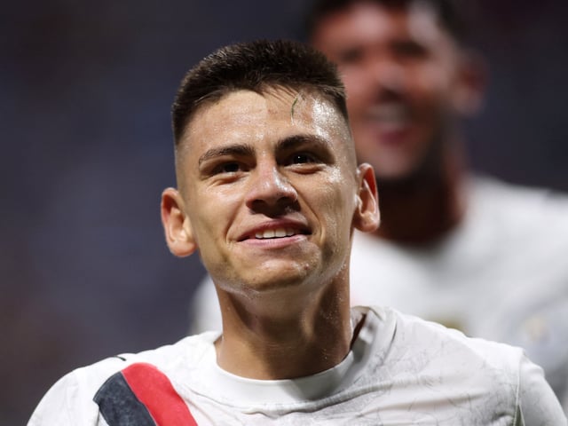 Soccer Football - FIFA Club World Cup - Group G - Manchester City v Al Ain - Mercedes-Benz Stadium, Atlanta, Georgia, U.S. - June 22, 2025
Manchester City's Claudio Echeverri celebrates scoring their second goal IMAGN IMAGES via Reuters/Brett Davis