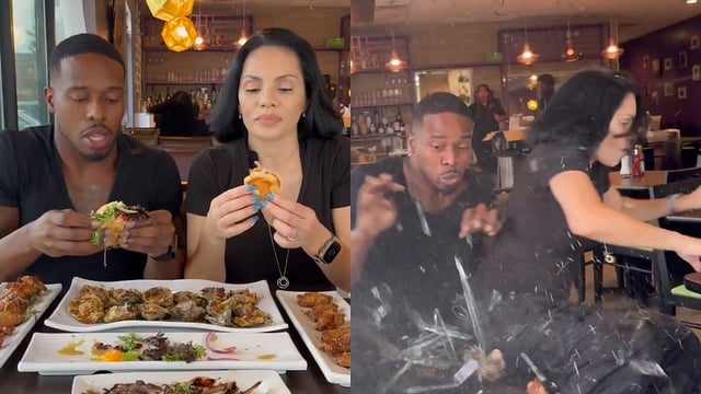 SUV Smashes Into Texas Couple Filming Food Review At Restaurant; Narrowly Survives; WATCH: