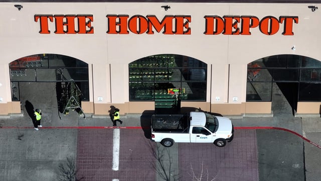 Home Depot stocks rising despite bad quarter.