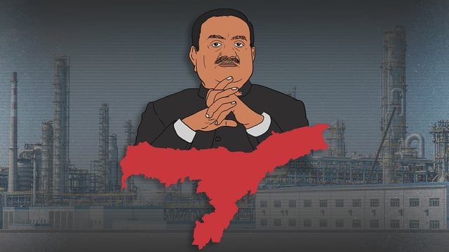 Adani with the map of Assam