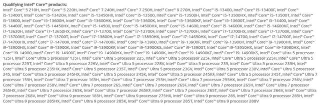 CPUs qualifying for the bundle offer