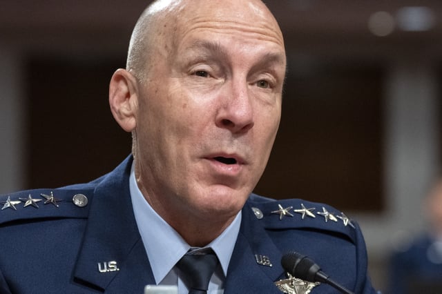 FILE - Gen. David Allvin testifies during a Senate Armed Services Committee nominations hearing on his reappointment to the grade of General and to be U.S. Air Force Chief of Staff, Sept. 12, 2023, on Capitol Hill in Washington. (AP Photo/Jacquelyn Martin, File)