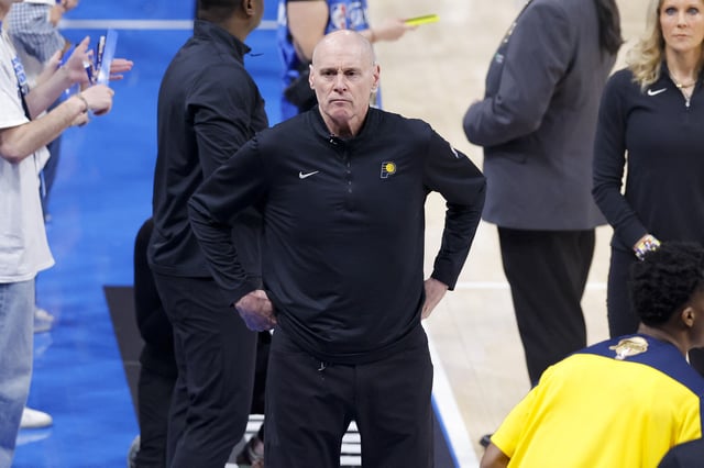 Jun 16, 2025; Oklahoma City, Oklahoma, USA; Indiana Pacers head coach Rick Carlisle looks on before the start of the game against the Oklahoma City Thunder during game five of the 2025 NBA Finals at Paycom Center. Mandatory Credit: Alonzo Adams-Imagn Images/File Photo