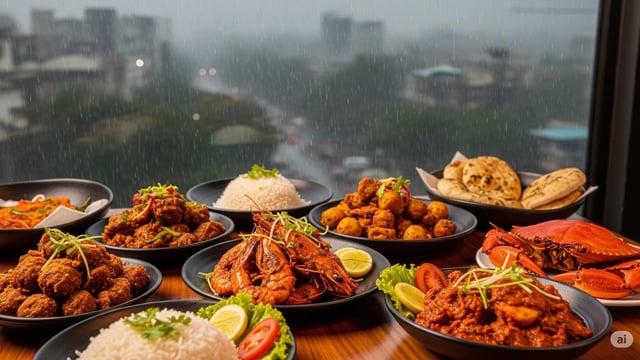 Coastal Comforts: Seafood Dishes Perfect for Mumbai’s Monsoon (Image Credit: AI)