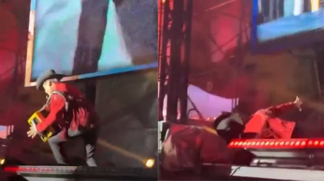 Jorge Hernández, vocalista de Los Tigres del Norte, sufre fuerte caída durante concierto.