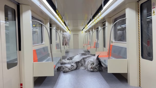 Cat laying in train car