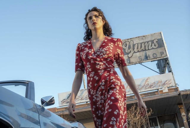 Margaret Qualley in a scene from “Honey Don’t!” 