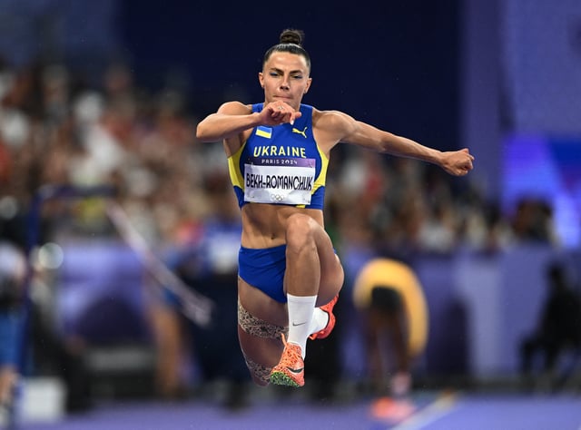 Paris 2024 Olympics - Athletics - Women's Triple Jump Final - Stade de France, Saint-Denis, France - August 03, 2024. Maryna Bekh-Romanchuk of Ukraine in action. REUTERS/Dylan Martinez/File Photo