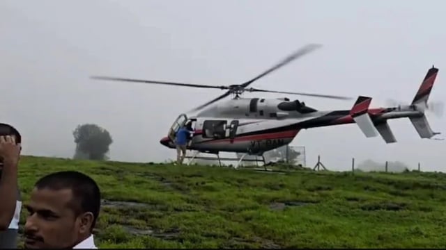 ​A private helicopter with six aboard landed near Pune due to fog, then resumed flight safely.​