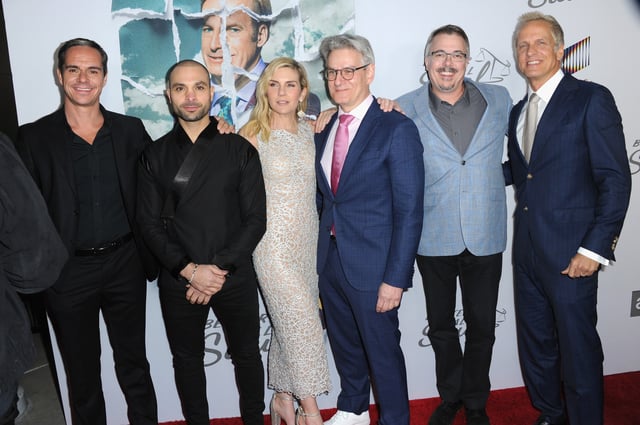 Tony Dalton, Michael Mando, Rhea Seehorn, Peter Gould, Vince Gilligan, Patrick Fabian arrive for the Premiere Of AMC&#39;s &#34;Better Call Saul&#34; Season 5 held at ArcLight Cinemas on February 5, 2020 in Hollywood, California.
