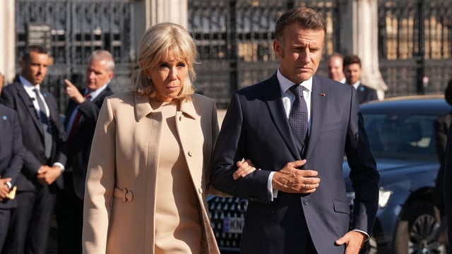 France's President Emmanuel Macron and his wife Brigitte Macron 