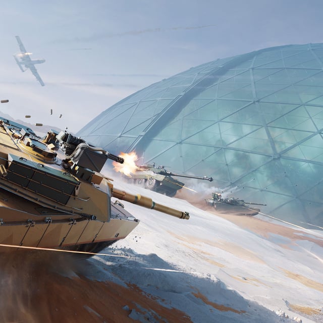 A tank drifts while shooting.