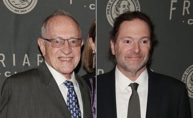 Alan Dershowitz, left, and Elon Dershowitz attend the Friars Club gala honoring Tracy Morgan with the Entertainment Icon Award at The Ziegfeld Ballroom on May 26, 2022 in New York City. (Photo by Rob Kim/Getty Images)