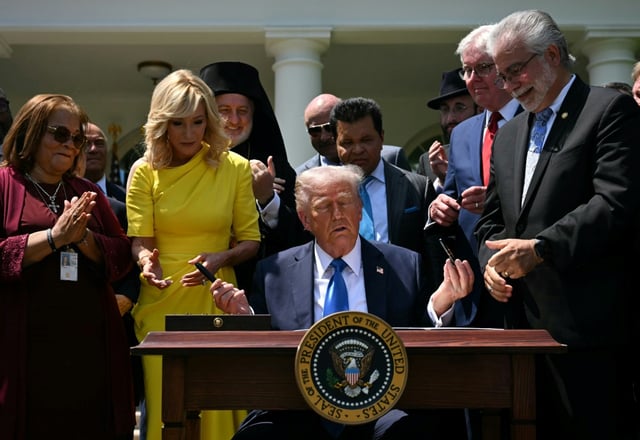US President Donald Trump said getting a Ukraine peace deal might boost his chances to 'get to heaven'