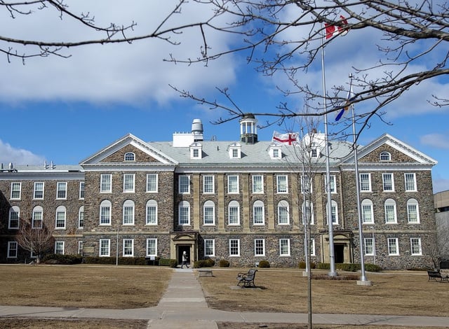 A man walks across the Dalhousie University campus in Halifax on March 16, 2020. 