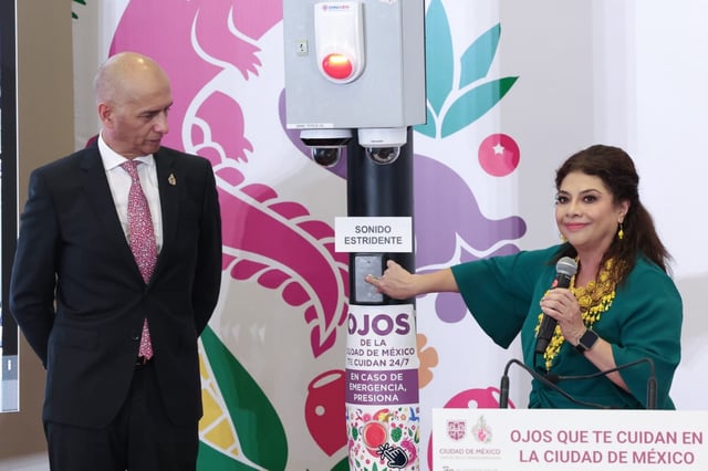 La Jefa de Gobierno de la Ciudad de México anunció este martes 19 de agosto la junto con Salvador Guerrero Chiprés la nueva estrategia de seguridad con más de 30 mil nuevas cámaras de seguridad. (Adrián Contreras)