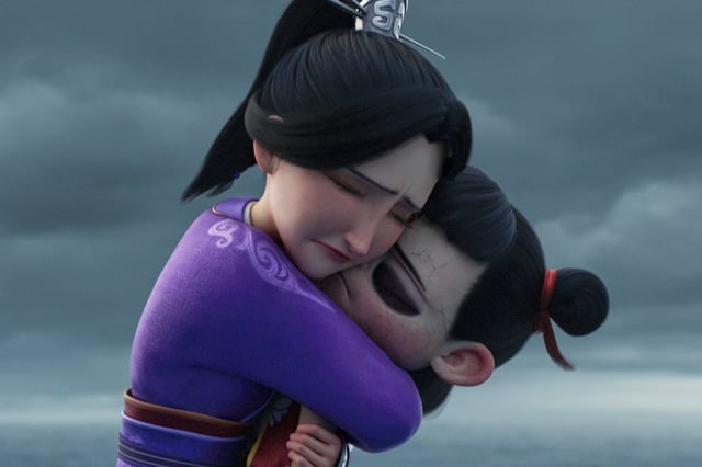 Lady Yin, left, and Ne Zha in a scene from “Ne Zha 2.” 