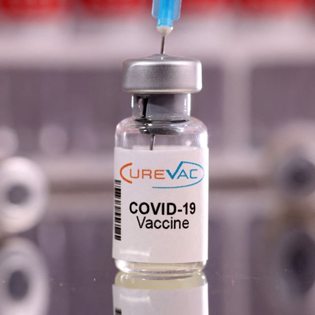 FILE PHOTO: A vial labelled "CureVac COVID-19 Vaccine" is seen in this illustration taken January 16, 2022. REUTERS/Dado Ruvic/Illustration/File Photo