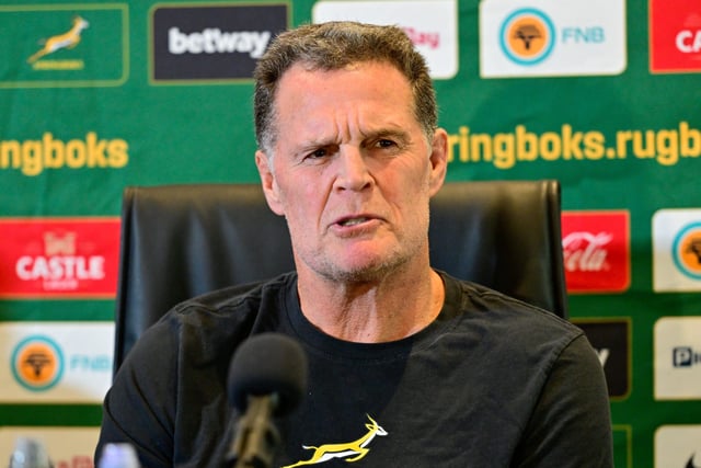 CAPE TOWN, SOUTH AFRICA - AUGUST 19: Springbok Head Coach, Rassie Erasmus during the South Africa national men's rugby team announcement media conference at Southern Sun The Cullinan on August 19, 2025 in Cape Town, South Africa. (Photo by Ashley Vlotman/Gallo Images)
