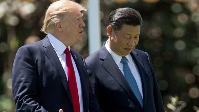 US President Donald Trump (L) and Chinese President Xi Jinping (R)