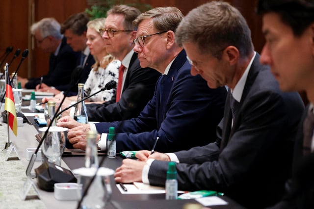 German Foreign Minister Johann Wadephul attends a bilateral meeting with Indonesian Foreign Minister Sugiono (not pictured) in Jakarta, Indonesia, August 20, 2025. REUTERS/Ajeng Dinar Ulfiana