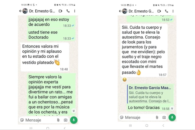 Las capturas de los mensajes presentados por la denunciante