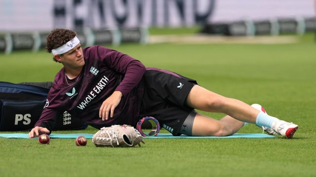 Bethell stretches out at the Oval, the only Test of the series against India in which he featured
