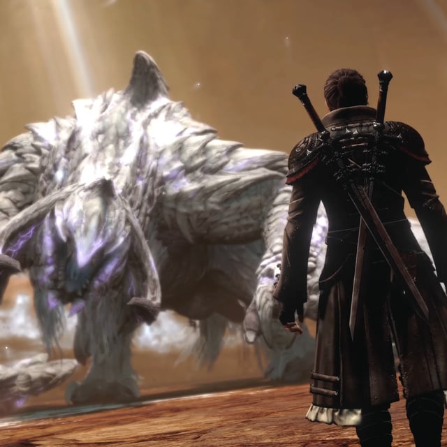 The Warrior of Light facing off against Arkveld.