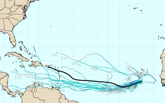 Forecast models, known as the "spaghetti models," show a tropical system off the coast of Africa potentially tracking into the Caribbean over the next 7-10 days. (weathernerds.org/courtesy)