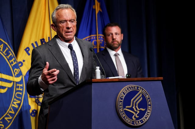 U.S. Health and Human Services (HHS) Secretary Robert F. Kennedy, Jr., speaks during a press conference as new actions on the opioid 7-OH compound are announced, at the Department of Health and Human Services in Washington, D.C., July 29, 2025. REUTERS/Jonathan Ernst/File Photo