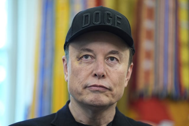 Elon Musk attends a news conference with President Donald Trump in the Oval Office of the White House, on Friday, May 30, 2025.