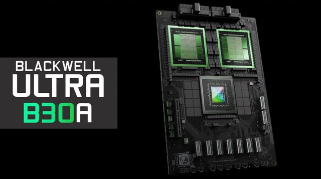 An image about NVIDIA Blackwell B30A being prepped for China: faster than H20, half the performance of B300