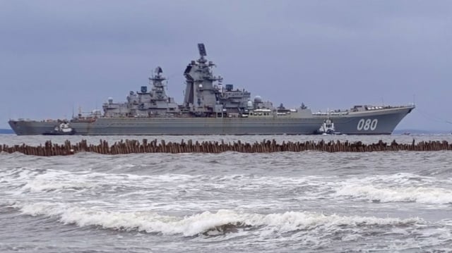 The nuclear-powered battlecruiser Admiral Nakhimov of Project 11442M went out to sea for first stage of sea trials after repairs and deep modernization.