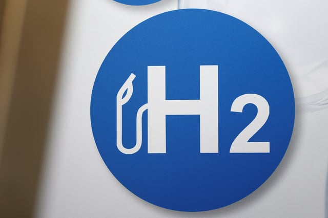 An H2 logo is pictured at the Hyvolution exhibition in Paris, France, January 28, 2025. REUTERS/Benoit Tessier/File Photo