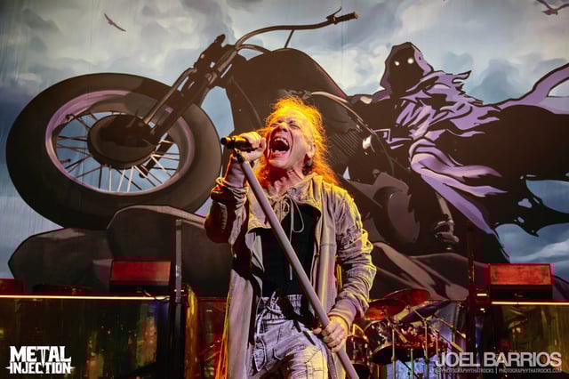A photo of Bruce Dickinson of Iron Maiden.
