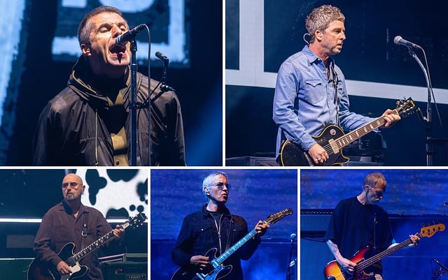 Oasis performs on stage at Principality Stadium in Cardiff, Wales, on July 4, 2025. 