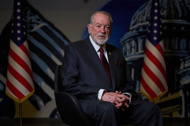 U.S. Ambassador to Israel Mike Huckabee poses for a photo during an interview in Jerusalem, Wednesday, Aug. 20, 2025. (AP Photo/Ohad Zwigenberg)