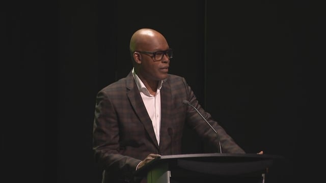 TIFF CEO Cameron Bailey addresses media at a pre-festival event. This was Bailey's first public appearance since the festival made headlines last week for its dis-invitation of a film about the Oct. 7 attacks.