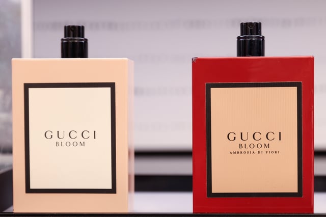 Gucci fragrances, owned by Coty Inc., are seen for sale in Manhattan, New York City, U.S., February 7, 2022. REUTERS/Andrew Kelly/File Photo