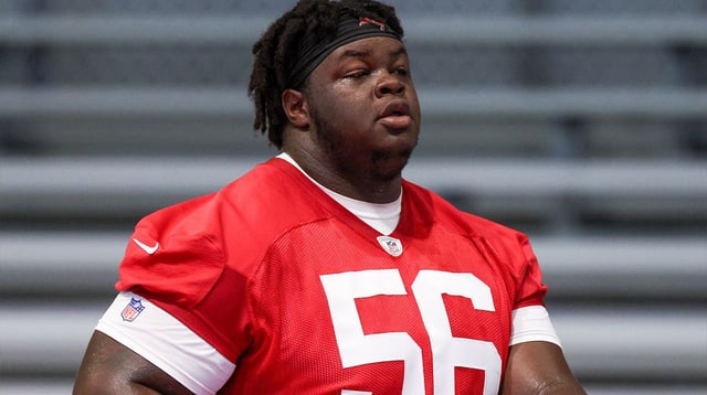 Jun 10, 2025; Tampa Bay, FL, USA; Tampa Bay Buccaneers defensive tackle Desmond Watson (56) participates in mini camp at AdventHealth Training Center. Mandatory Credit: Nathan Ray Seebeck-Imagn Images