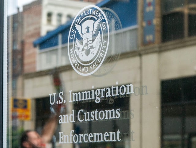 The Immigration and Customs Enforcement field office visitors entrance at 114 N. 8th Street in Philadelphia on Aug. 1, 2025.