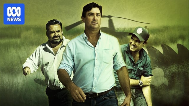 A graphic shows three men in front of a green background.