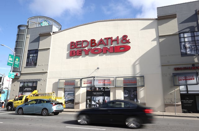 Cars drive by a Bed Bath and Beyond store on November 04, 2021 in San Francisco, California.