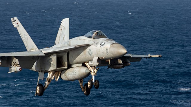File image of n F/A-18E Super Hornet fighter jet, attached to the "Rampagers" of Strike Fighter Squadron (VFA) 83. (U.S. Navy photo by Mass Communication Specialist Seaman Kaitlin Watt/Released)