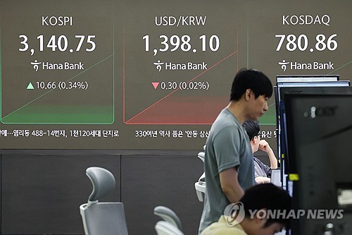 A dealing room at Hana Bank in central Seoul on Aug. 21, 2025 (Yonhap)