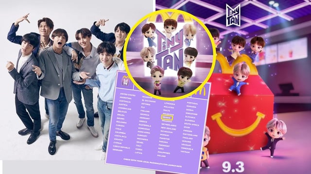 Los TinyTAN de BTS llegan a McDonald’s México en septiembre con figuras coleccionables y Cajita Feliz / Foto: Especial